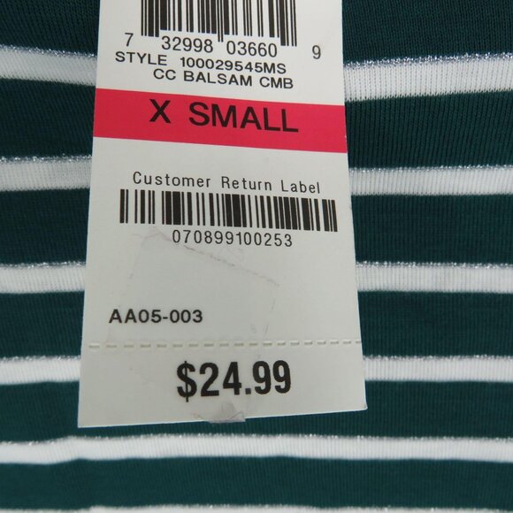 Charter Club Womens Green White Striped Long Sleeve Shirt XS $24.99 - Picture 5 of 5